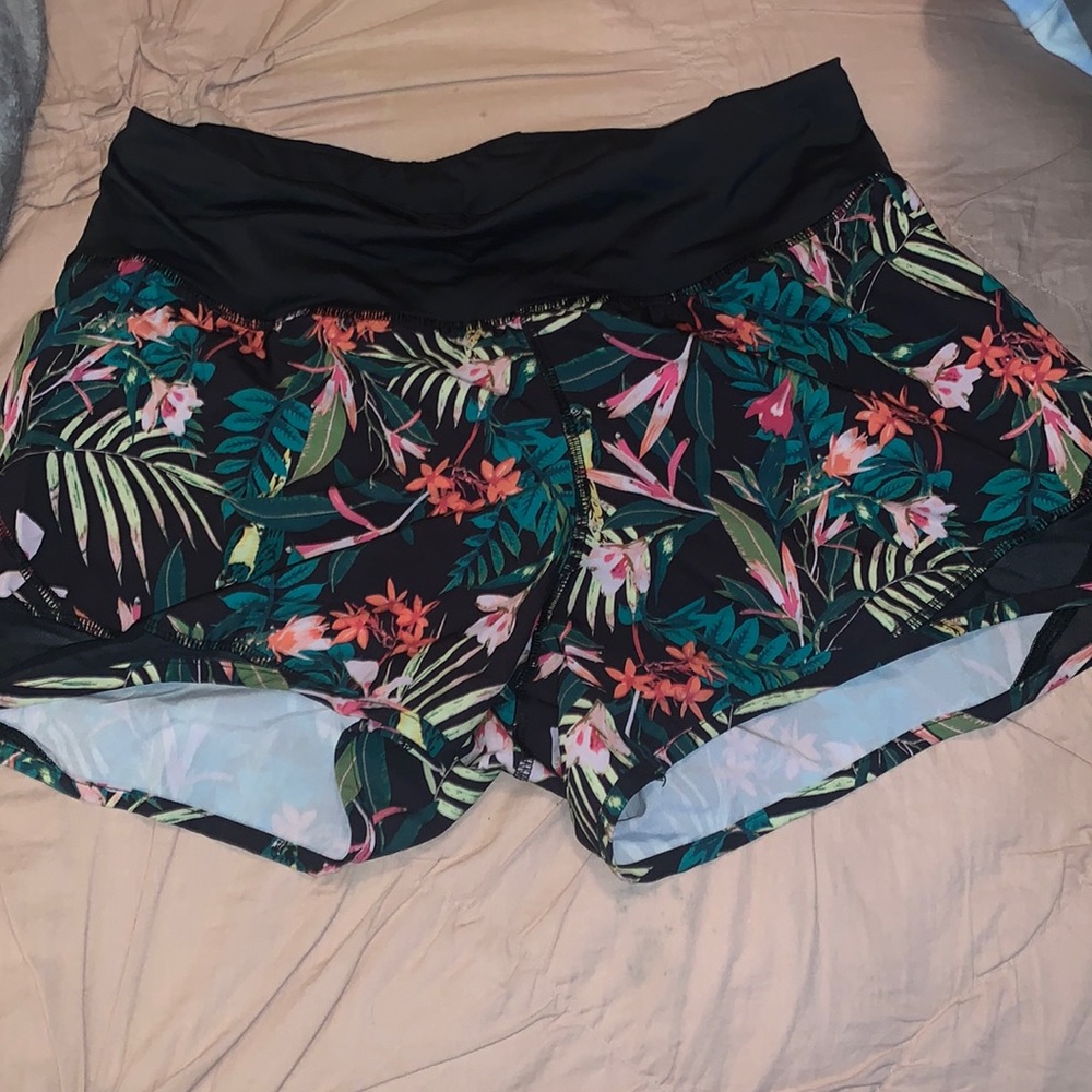 Fun tropical print athletic shorts